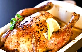 Roast chicken dinner available at The REAL MEALS