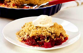 Various puddings including rhubarb crumble available at The REAL MEALS