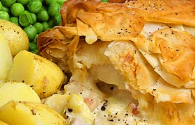 Succulent chicken and ham pie available at The REAL MEALS